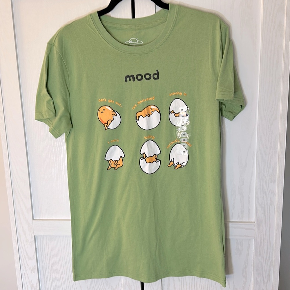 Sanrio Gudetama "Mood" Graphic Green T Shirt Medium